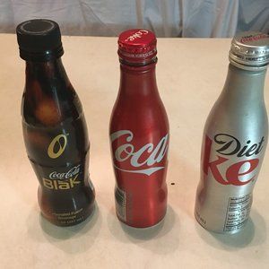 Coca-Cola Aluminum Tin Bottle Can 8.5 oz 7.5" Tall Coca-Cola, Blak, Diet.